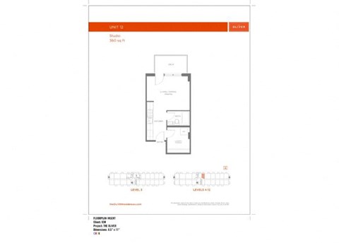 Floor plan for studio, 1 bath, 374 sqft